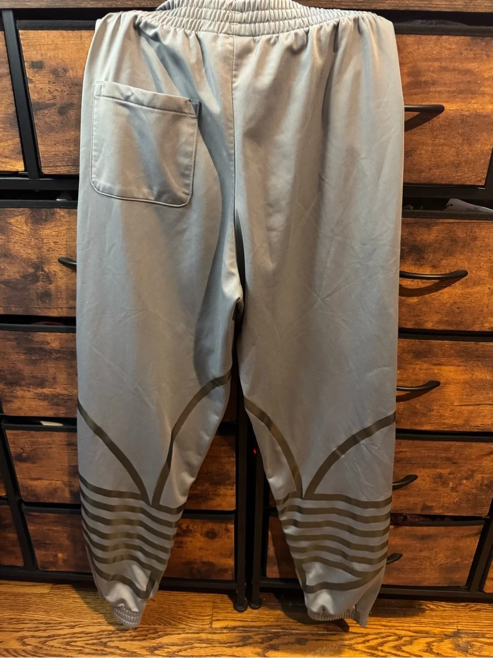 adidas Men's Light Gray Track Joggers with Dark Gray Stripe Detail